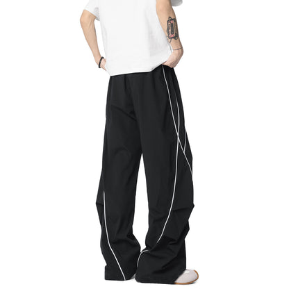 Splicing Design Unisex Oversize Pleated Street Dance Sport Wide Leg Pants