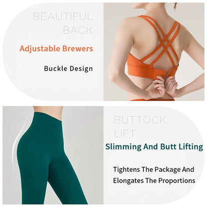 2-delige Yogakleding Dames Trainingspak Atletische Kleding Pilates Fitness Pak Gym Workout Push-Up Kleding Sport Bh Leggings Pak - GabyFit Goods