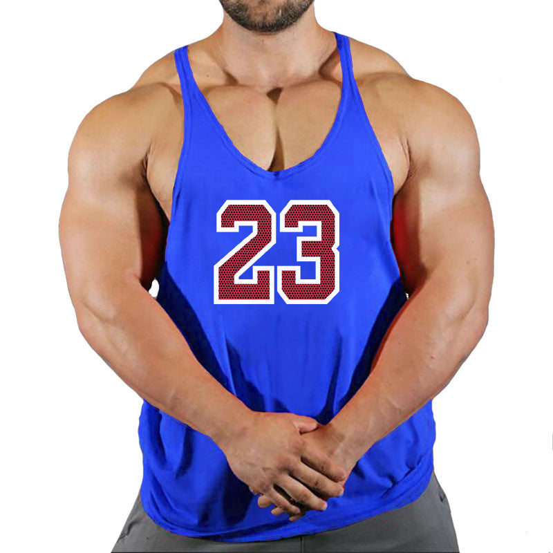 Sportswear vest men's round neck men's cotton vest loose shoulder sleeveless basketball suit - GabyFit Goods