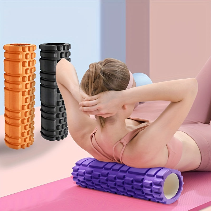 1pc Grid Style Massage Roller, 30×8cm Yoga Balance Hollow Column, For Muscle Massage, Physical Therapy & Exercise Rehabilitation