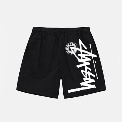 Summer Quick-Dry Loose Beach Pants with Seaside Print, Plus Size Fitness Hip-Hop Shorts