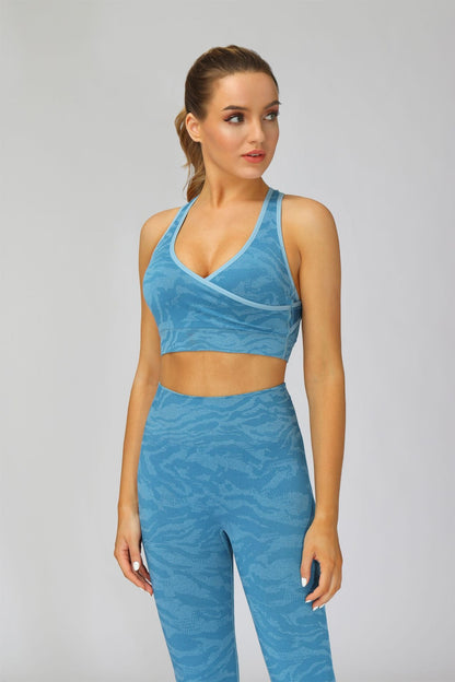 New camouflage seamless cropped pants with tiger pattern fitness pants, yoga suit, bra, and pants set - GabyFit Goods