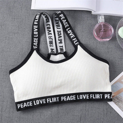 Sport Cropped Top Bra Push Up Running Yoga Bra Cotton Letters Sport Tops For Women Gym Wear Solid Fitness Bra Women Sportswear - GabyFit Goods