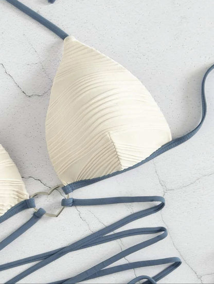 Split hard cup bikini heart drawstring strap bikini swimsuit women's sexy swimsuit