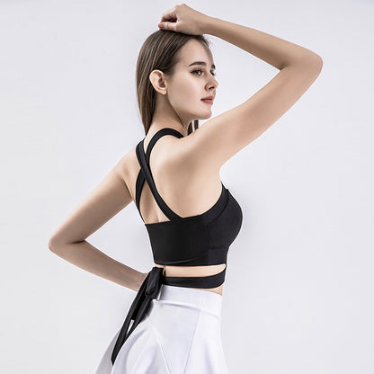 Fashion Wrap Chest Yoga Fitness Sports Vest Women's Cross Beauty Back Outer Wear Running Sweat Absorbing Shock Proof Belt Chest Pad Underwear