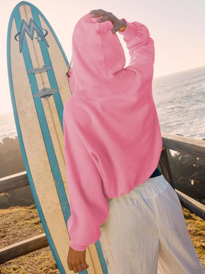 Sports hoodie zipper drawstring long sleeved top jacket