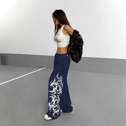 Street Dance High-Waist Sports Pants for Women Hip Hop Loose Fit Jazz Dance Trousers Casual Long Pants
