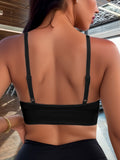 Front Hollow Out High Elastic Sports Bra, High Intensity Shockproof Seamless Fitness Tank Top, Backless Breathable Yoga Bra