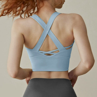 Sports Bra Womens Summer Shockproof Outwear Running Nude Yoga Tank Top, Beautiful Back Gathering, High Strength Fitness Bra - GabyFit Goods