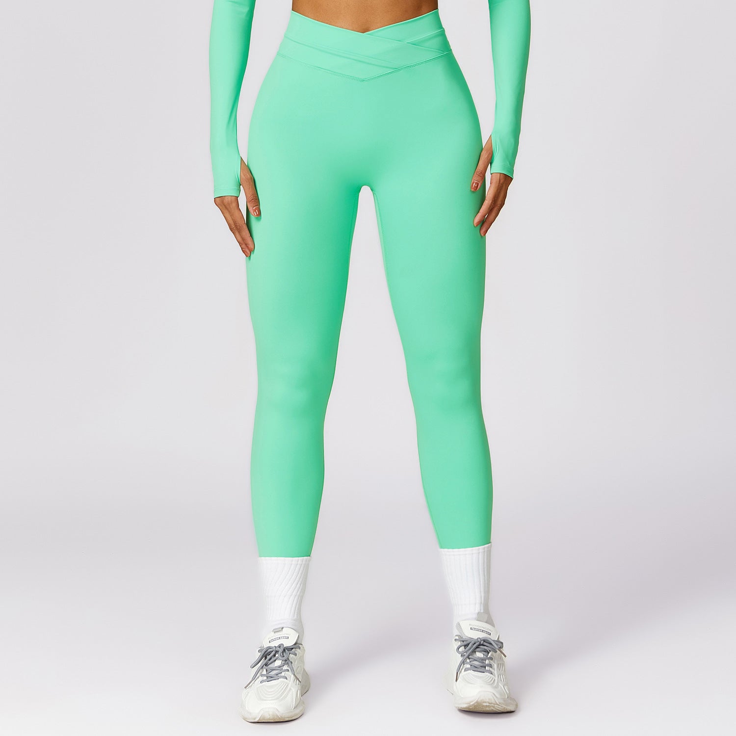 Quick drying buttocks lifting tight yoga pants, cross high waist fitness pants, worn on the outside, brushed running sports - GabyFit Goods
