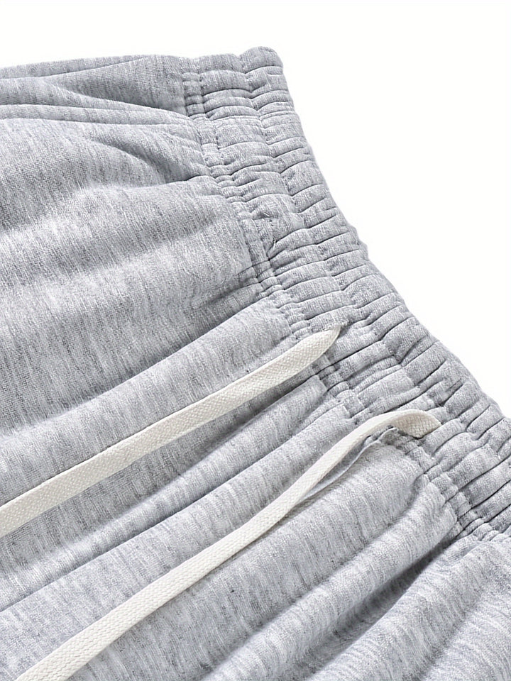 A Set of Three Solid Color Men'S Loose Straight-Leg Long Pants, Suitable for Spring And Autumn Fitness Activities - Made from Soft, Slightly Stretchy Knitted Fabric, Featuring a Drawstring Waist, Ideal for Outdoor Leisure And