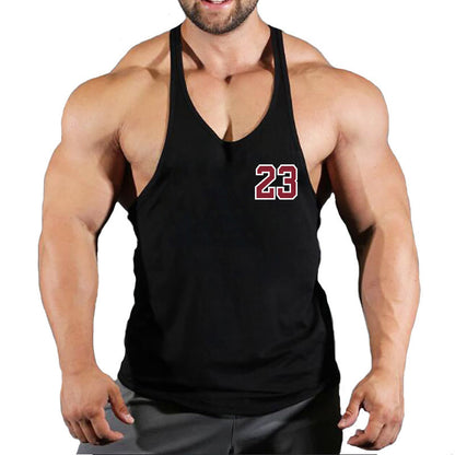 Sportswear vest men's round neck men's cotton vest loose shoulder sleeveless basketball suit - GabyFit Goods