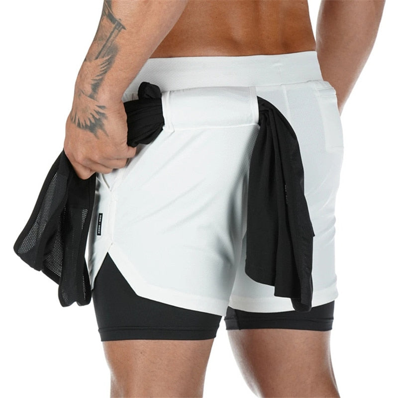 2020 Camo Running Shorts Men 2 In 1 Double-deck Quick Dry GYM Sport Shorts Fitness Jogging Workout Shorts Men Sports Short Pants