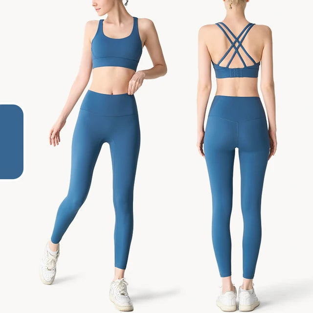 2-delige Yogakleding Dames Trainingspak Atletische Kleding Pilates Fitness Pak Gym Workout Push-Up Kleding Sport Bh Leggings Pak - GabyFit Goods