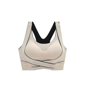 Trackless sports bra for women, shock-absorbing running, gathering and adjusting beautiful back  fitness  yoga tank top style no steel ring bra