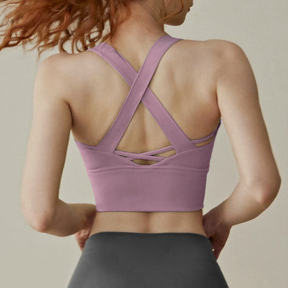 Sports Bra Womens Summer Shockproof Outwear Running Nude Yoga Tank Top, Beautiful Back Gathering, High Strength Fitness Bra - GabyFit Goods