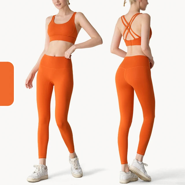 2-delige Yogakleding Dames Trainingspak Atletische Kleding Pilates Fitness Pak Gym Workout Push-Up Kleding Sport Bh Leggings Pak - GabyFit Goods