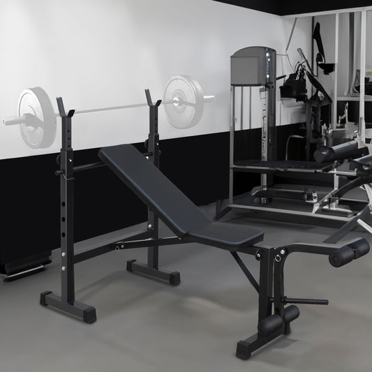 Olympic Weight Bench Bench Press Set with Squat Rack and Bench for Home Gym Full-Body Workout