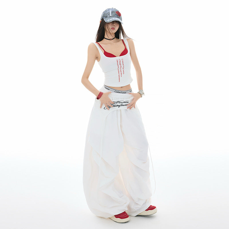 Women's Pants Casual Trousers with Pleated Design Wide-Leg Jazz Dance Long Pants