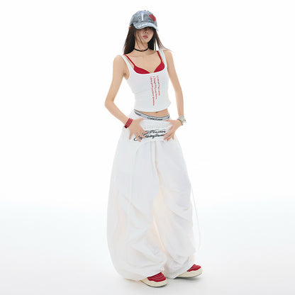 Women's Pants Casual Trousers with Pleated Design Wide-Leg Jazz Dance Long Pants