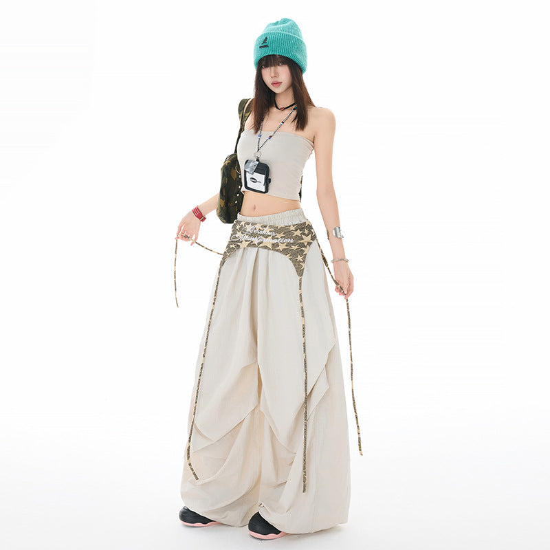 Women's Pants Casual Trousers with Pleated Design Wide-Leg Jazz Dance Long Pants