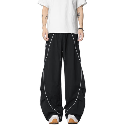 Splicing Design Unisex Oversize Pleated Street Dance Sport Wide Leg Pants