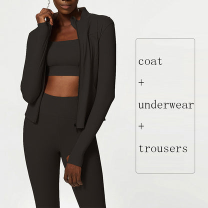 Women's Yoga Wear Suit Nude Yoga Wear Three-piece Set Large Size Sports Fitness Wear Suit - GabyFit Goods