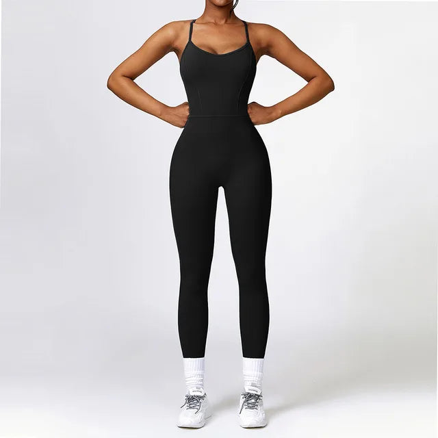 Yoga Jumpsuits Women Sleeveless Hollow Back Sports Outfits Lady Fitness Clothing Exercise Workout Rompers Casual Skinny Overalls
