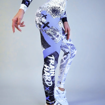 Letter Printing Slimming Running Training Yoga Leggings, High Stretch Seamless Tummy Control Sports Tight Pants, Women's Activewear