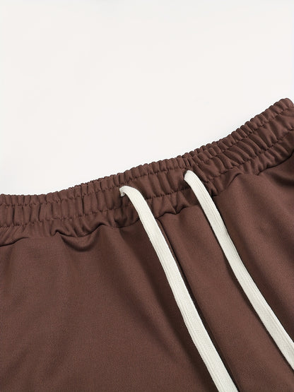 A Set of Three Solid Color Men'S Loose Straight-Leg Long Pants, Suitable for Spring And Autumn Fitness Activities - Made from Soft, Slightly Stretchy Knitted Fabric, Featuring a Drawstring Waist, Ideal for Outdoor Leisure And