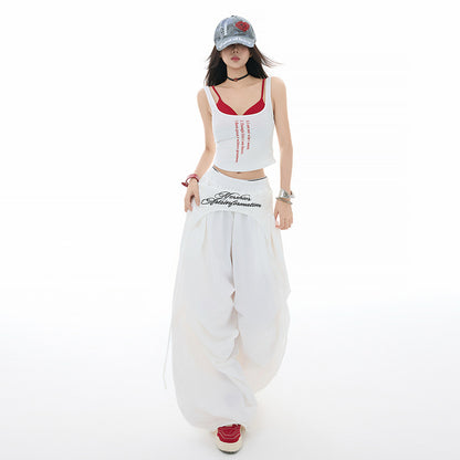 Women's Pants Casual Trousers with Pleated Design Wide-Leg Jazz Dance Long Pants
