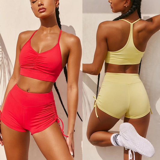 Spring And Summer New Sexy Tight Shorts Suit Sports Camisole Women - GabyFit Goods