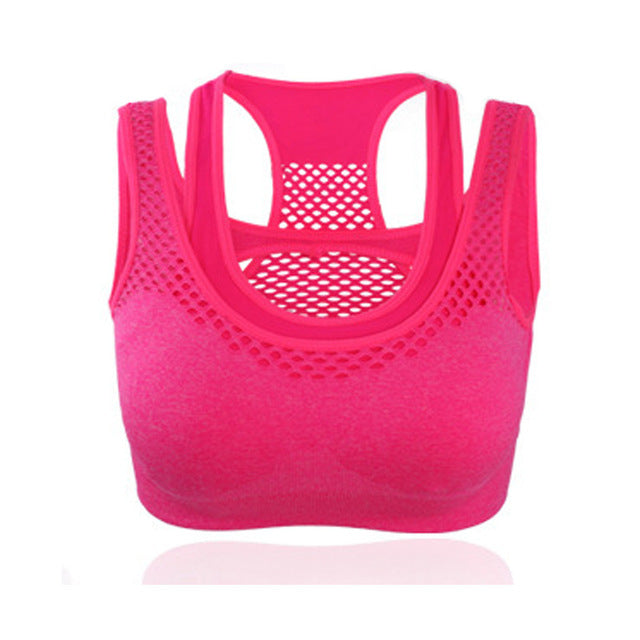 Safty Sports Bra High Stretch Breathable Top Fitness Women Padded Running Yoga Gym Seamless Crop Bra - GabyFit Goods