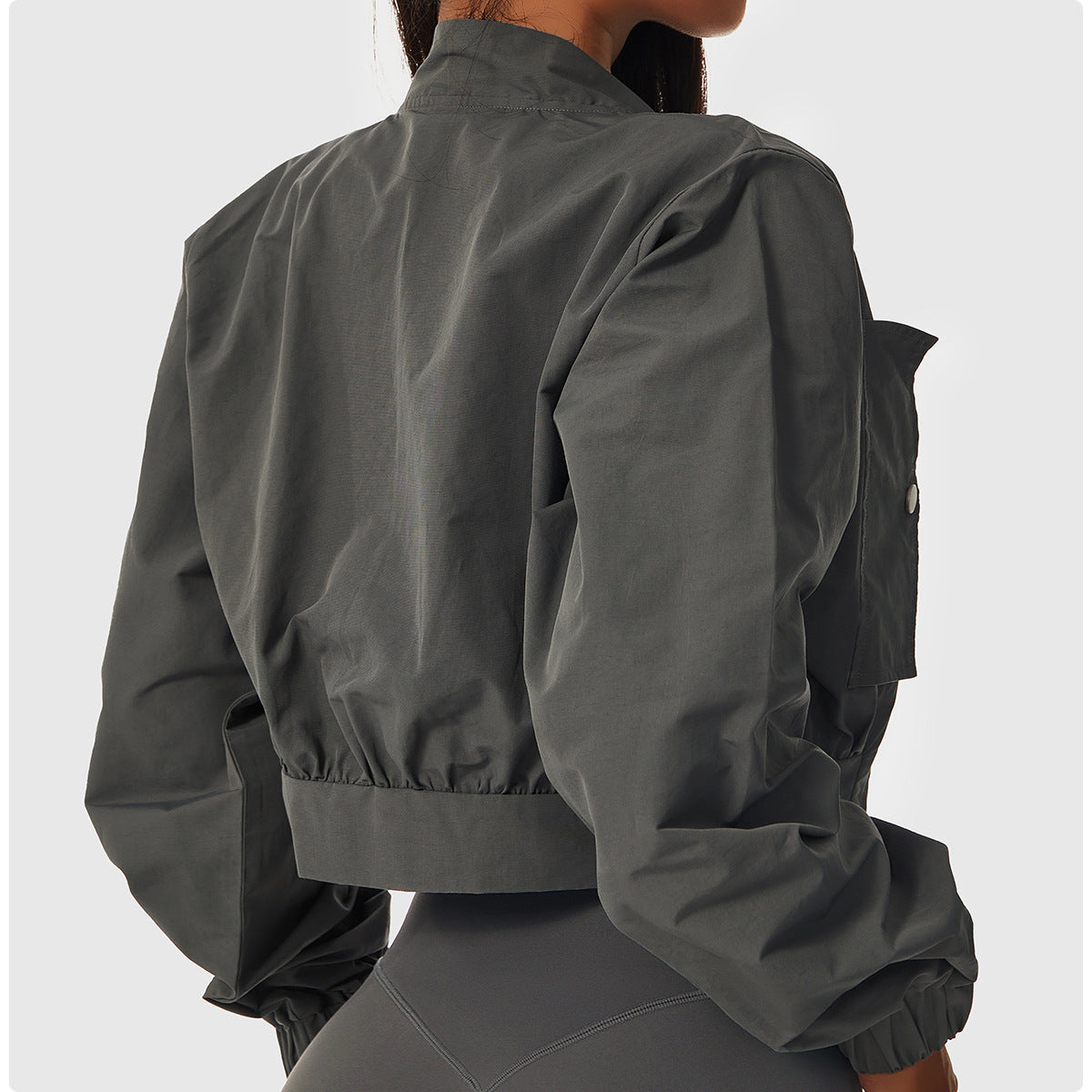 Long Sleeve Quick-Drying Sports Jacket Female Sun Protection Outside Shoulders Fitness Wear Standing Collar Casual Jacket Tight Yoga Tops - GabyFit Goods
