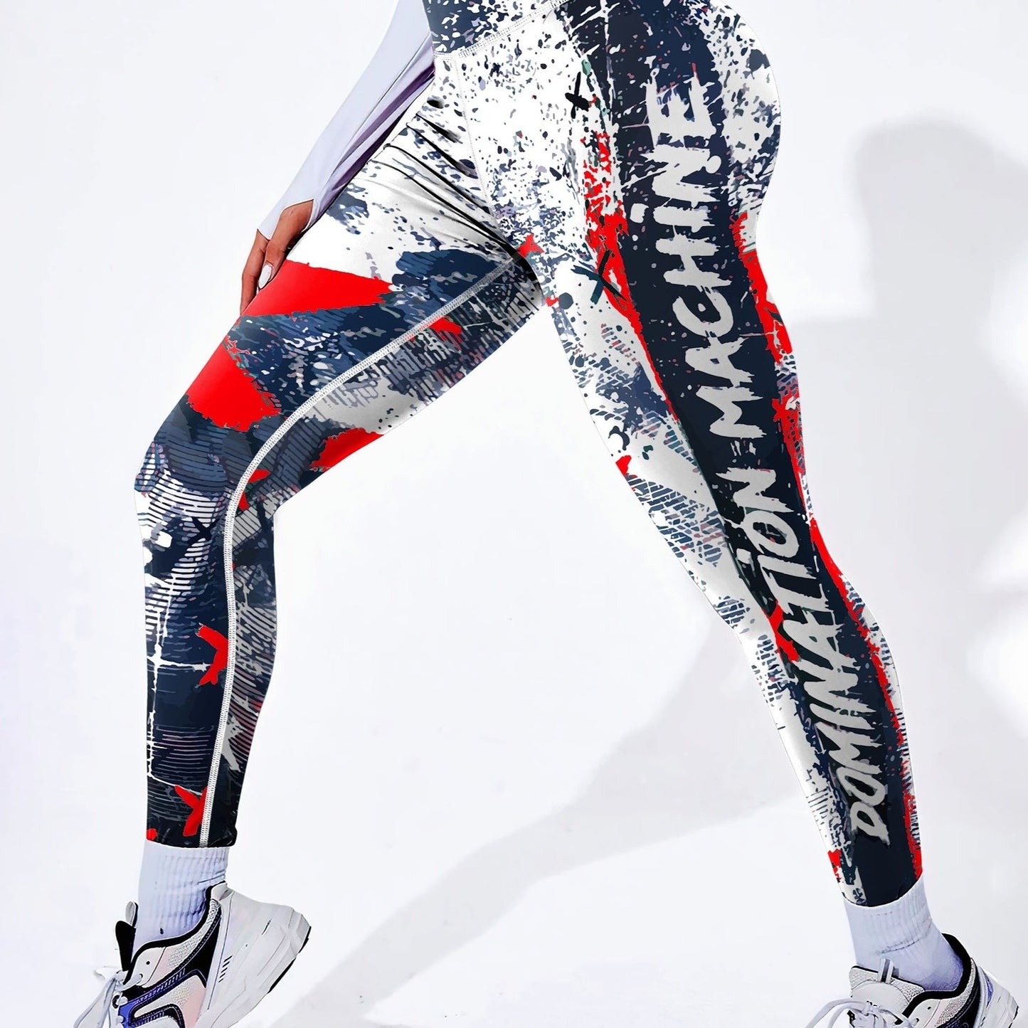 Letter Printing Slimming Running Training Yoga Leggings, High Stretch Seamless Tummy Control Sports Tight Pants, Women's Activewear