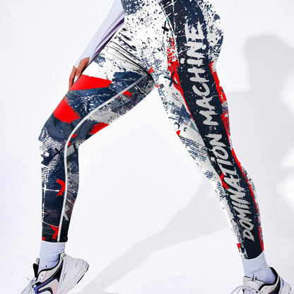 Letter Printing Slimming Running Training Yoga Leggings, High Stretch Seamless Tummy Control Sports Tight Pants, Women's Activewear