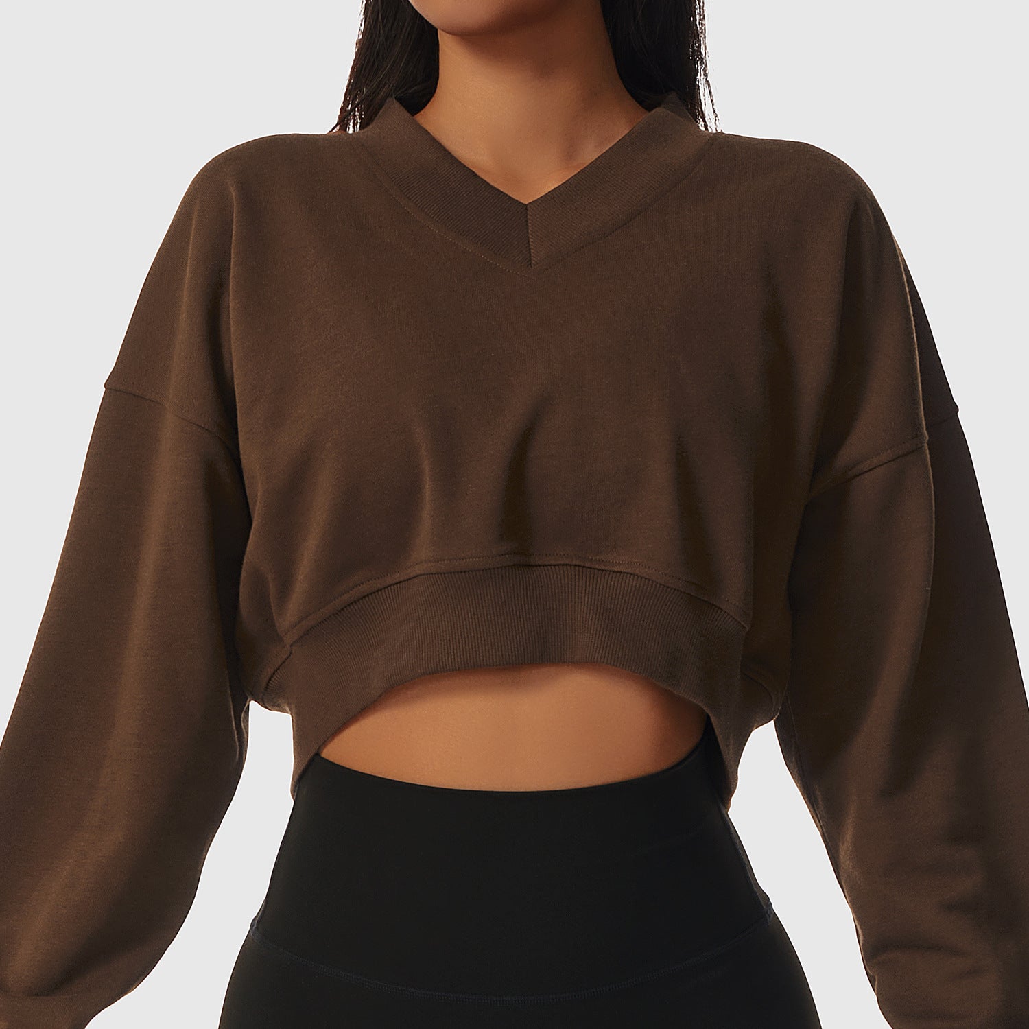 Loose Long Sleeve Sports Sweater For Women Outdoor Fitness Wear V-Neck Pullover Casual Top Fashionable Versatile Sweater - GabyFit Goods