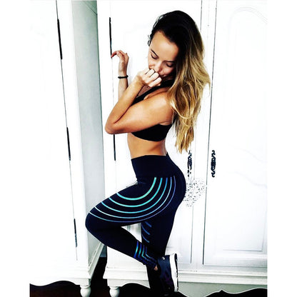 Tight Women Sexy Skinny Stripe Leggings Fitness Black White Pencil Pants Gym Running Workout sports Compression Trousers - GabyFit Goods