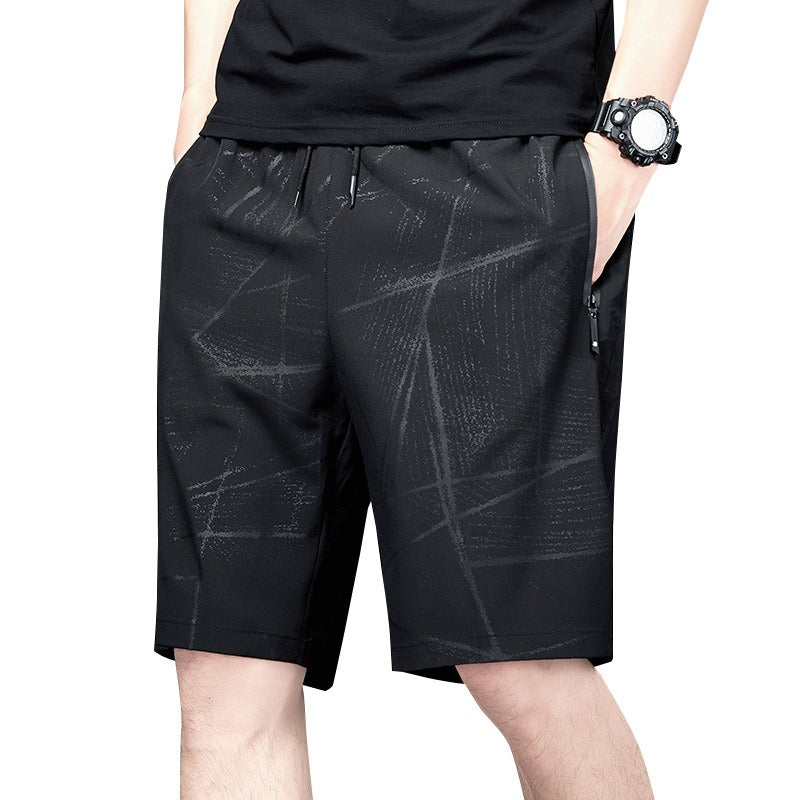 Mens Summer Ice Silk Quick Drying Shorts Lightweight, Breathable, Four sided Elastic Large Size Trendy Air Conditioning Shorts - GabyFit Goods
