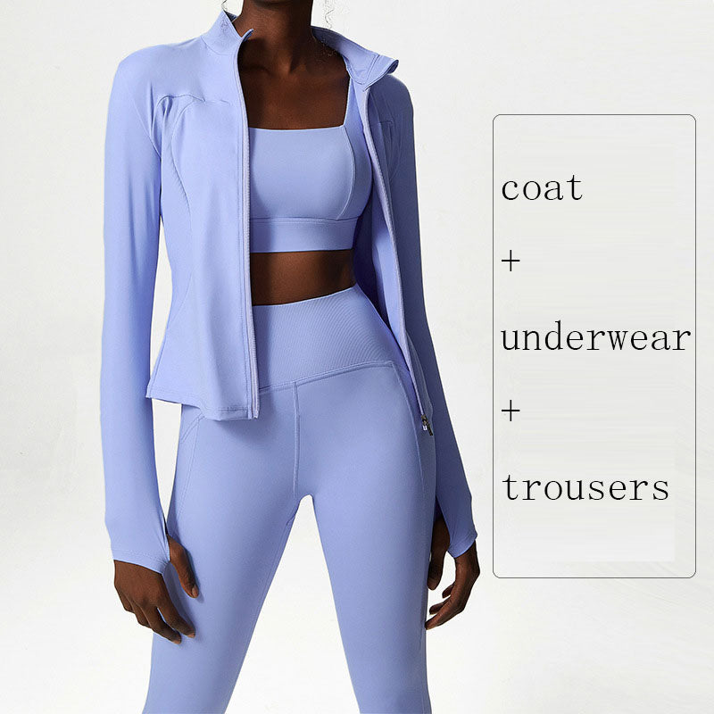 Women's Yoga Wear Suit Nude Yoga Wear Three-piece Set Large Size Sports Fitness Wear Suit - GabyFit Goods