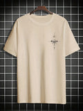 Sun & Mountain Print Men's Round Neck Short Sleeve Tee Fashion Regular Fit T-Shirt Top For Spring Summer Holiday Leisure Vacation