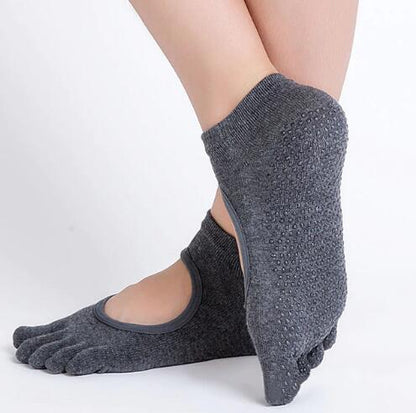Women Yoga Socks Anti-slip Backless 5 Toe Socks - GabyFit Goods