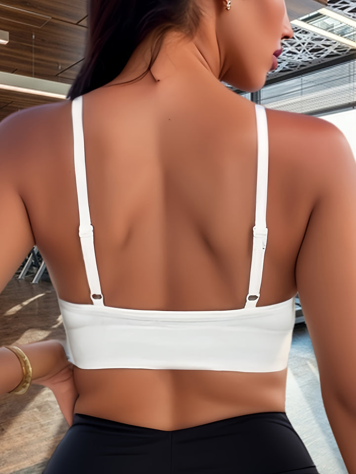 Front Hollow Out High Elastic Sports Bra, High Intensity Shockproof Seamless Fitness Tank Top, Backless Breathable Yoga Bra