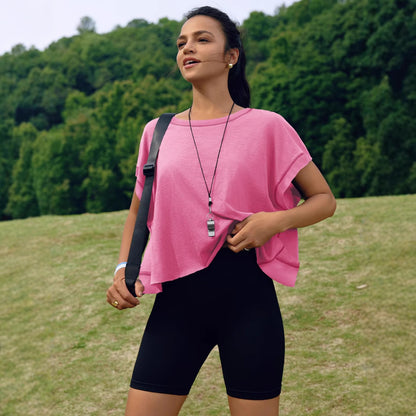 Women's beautiful back sports yoga T-shirt loose casual breathable