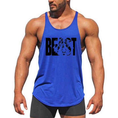 Letter printed men's fitness sports vest slim shoulder strap I-shaped vest cotton - GabyFit Goods