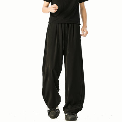 Pants Men's  Clean Fit Straight Loose Wide Leg Long Trousers