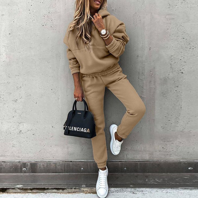 Autumn and Winter New European and American Foreign Trade Fashion Long Sleeve Sports and Leisure Sweatshirt Set Two Piece Set