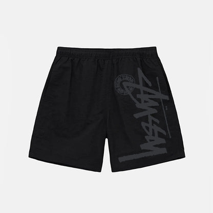 Summer Quick-Dry Loose Beach Pants with Seaside Print, Plus Size Fitness Hip-Hop Shorts