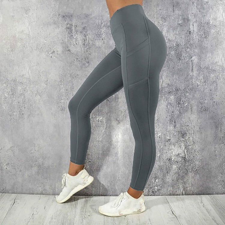 Women's High Waist High Elastic Side Pocket Multicolor Sports Running Fitness Yoga Leggings - GabyFit Goods