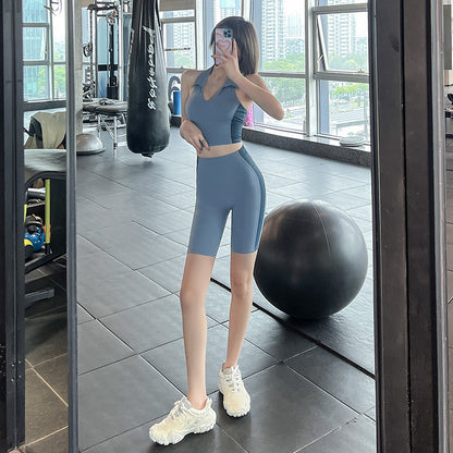 Yoga vest for women, neck hanging, lapel, beautiful back, contrasting colors, slimming effect, sports yoga clothes for women - GabyFit Goods